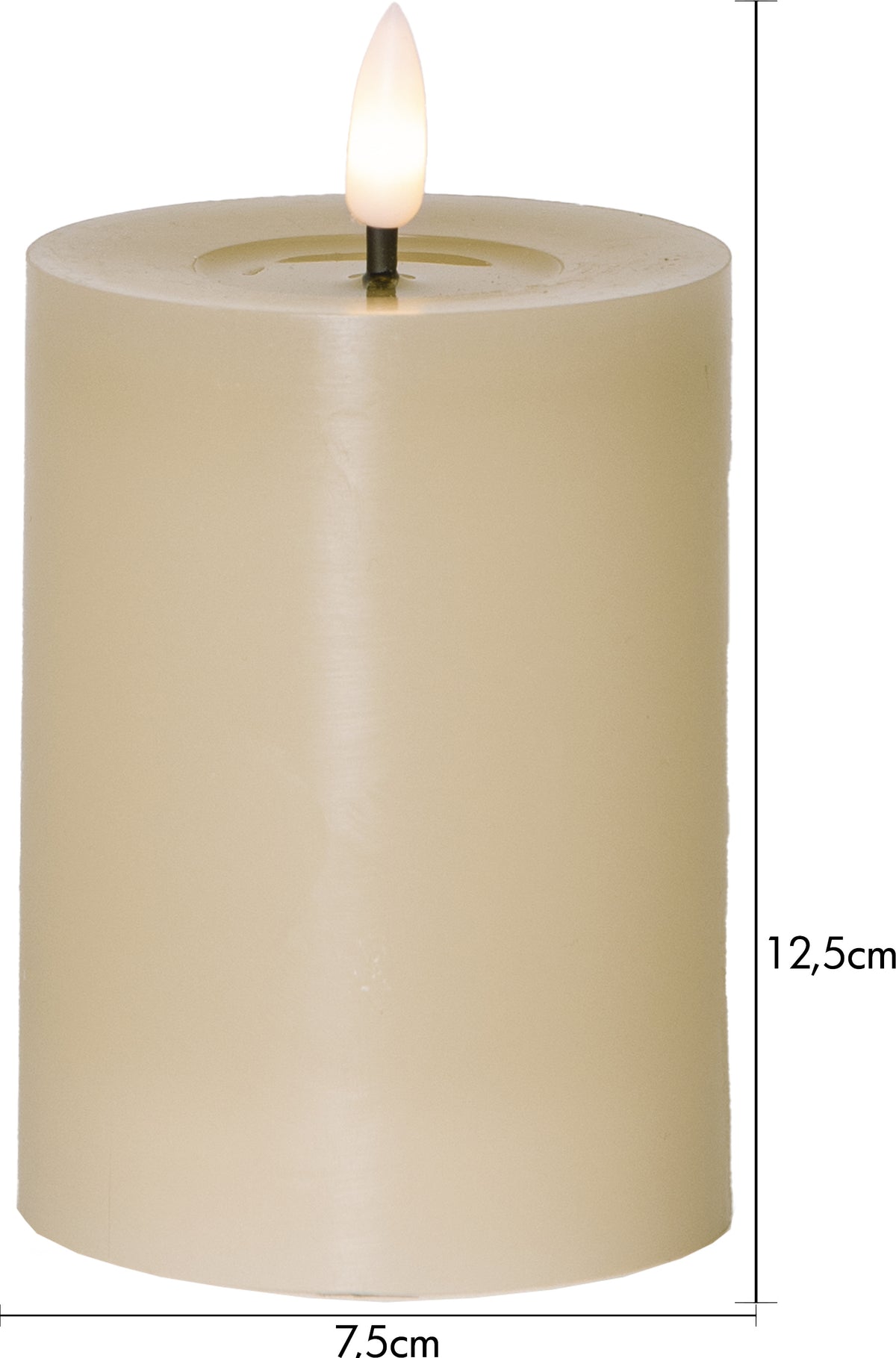 LED Blockljus Flamme Flow Beige 7,5x12,5 cm