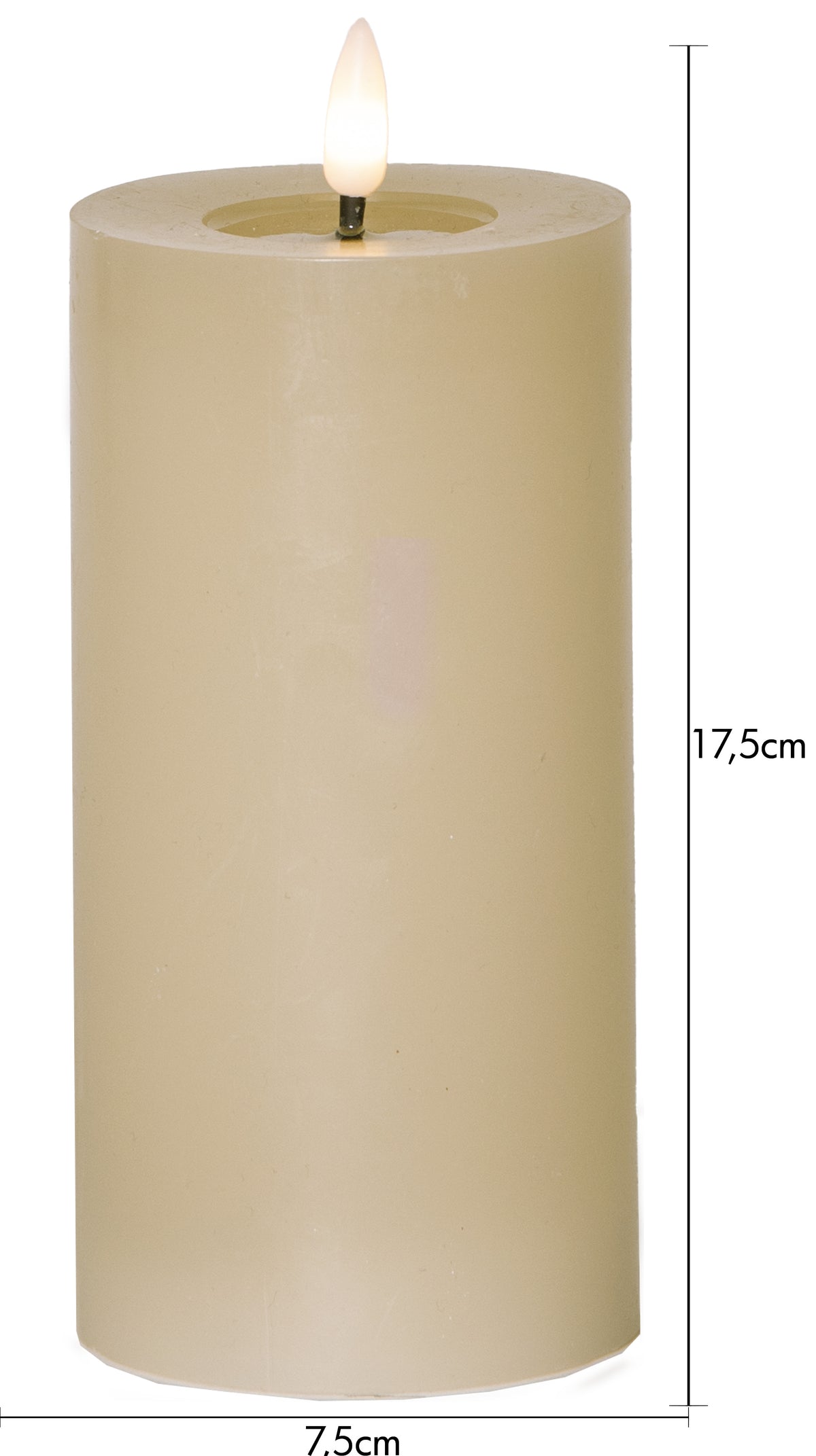 LED Blockljus Flamme Flow Beige 7,5x17,5 cm