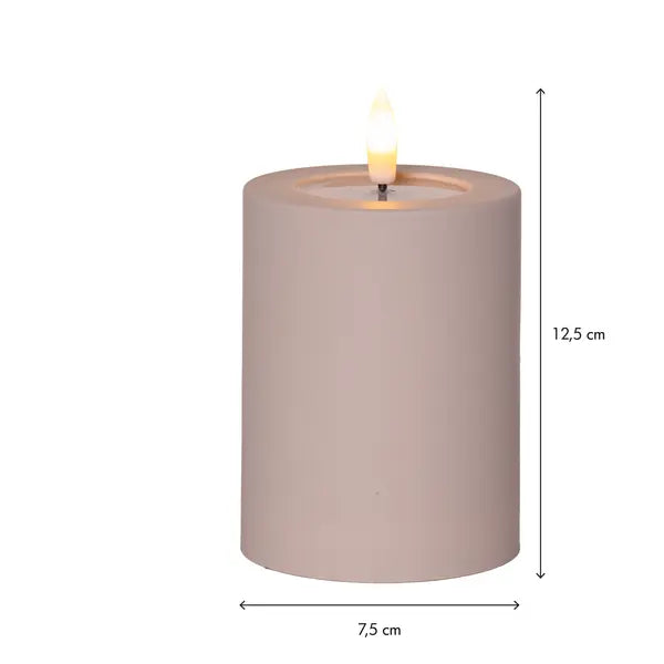 LED Blockljus Flamme Soft Beige 7,5x12,5 cm