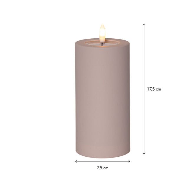 LED Blockljus Flamme Soft Beige 7,5x17,5 cm