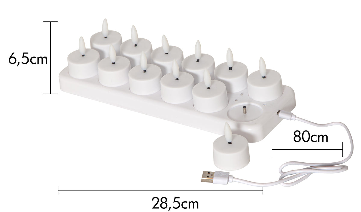 LED Värmeljus 12-pack Flamme Charge Vit 4x5 cm