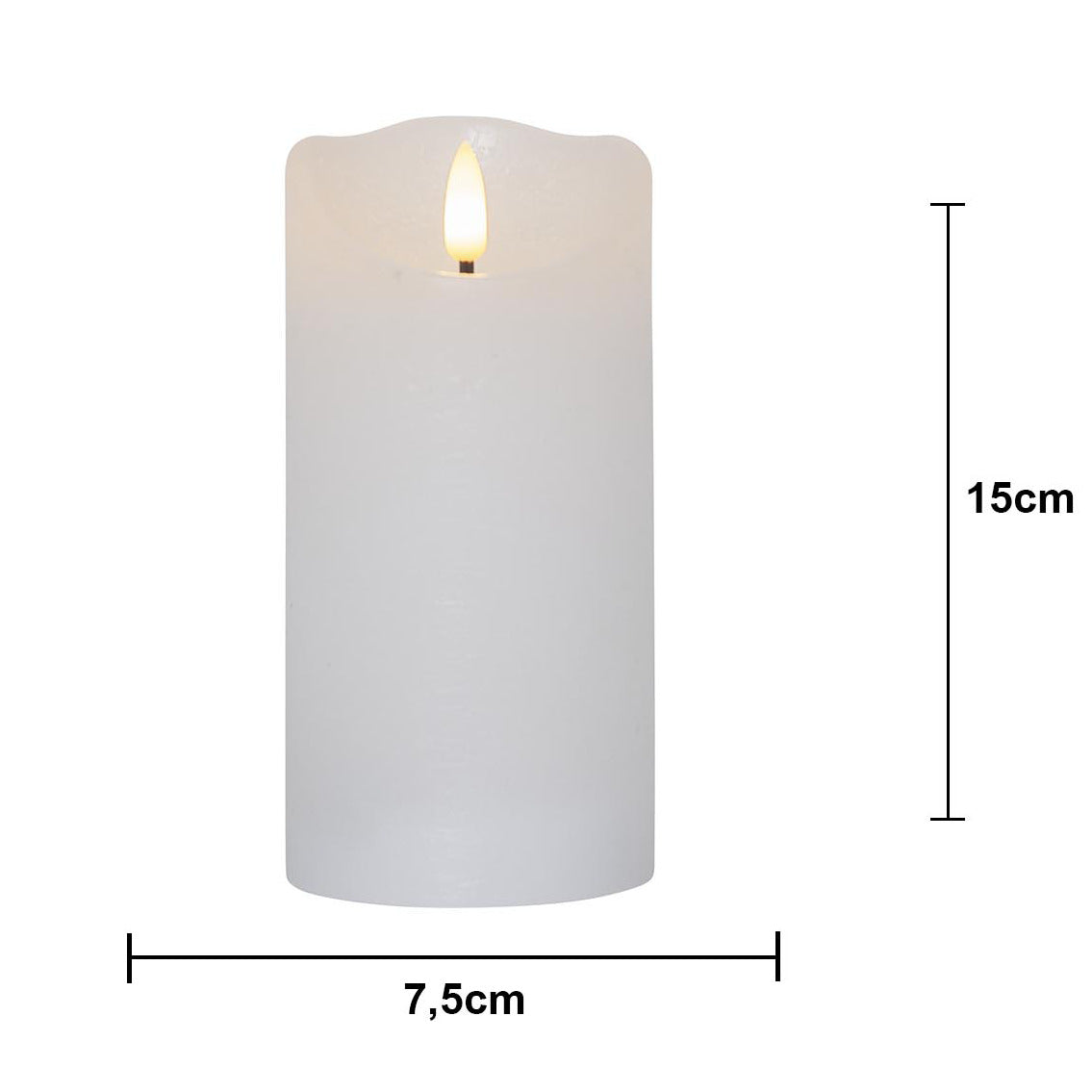 LED Blockljus Flamme Rustic Vit 7,5x15 cm