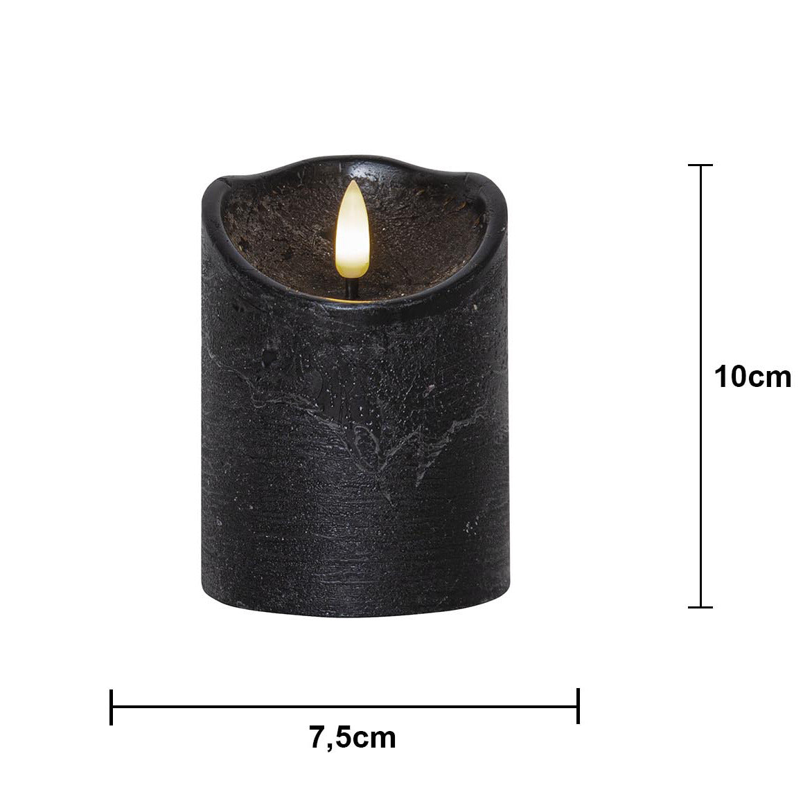 LED Blockljus Flamme Rustic Svart 7,5x10 cm
