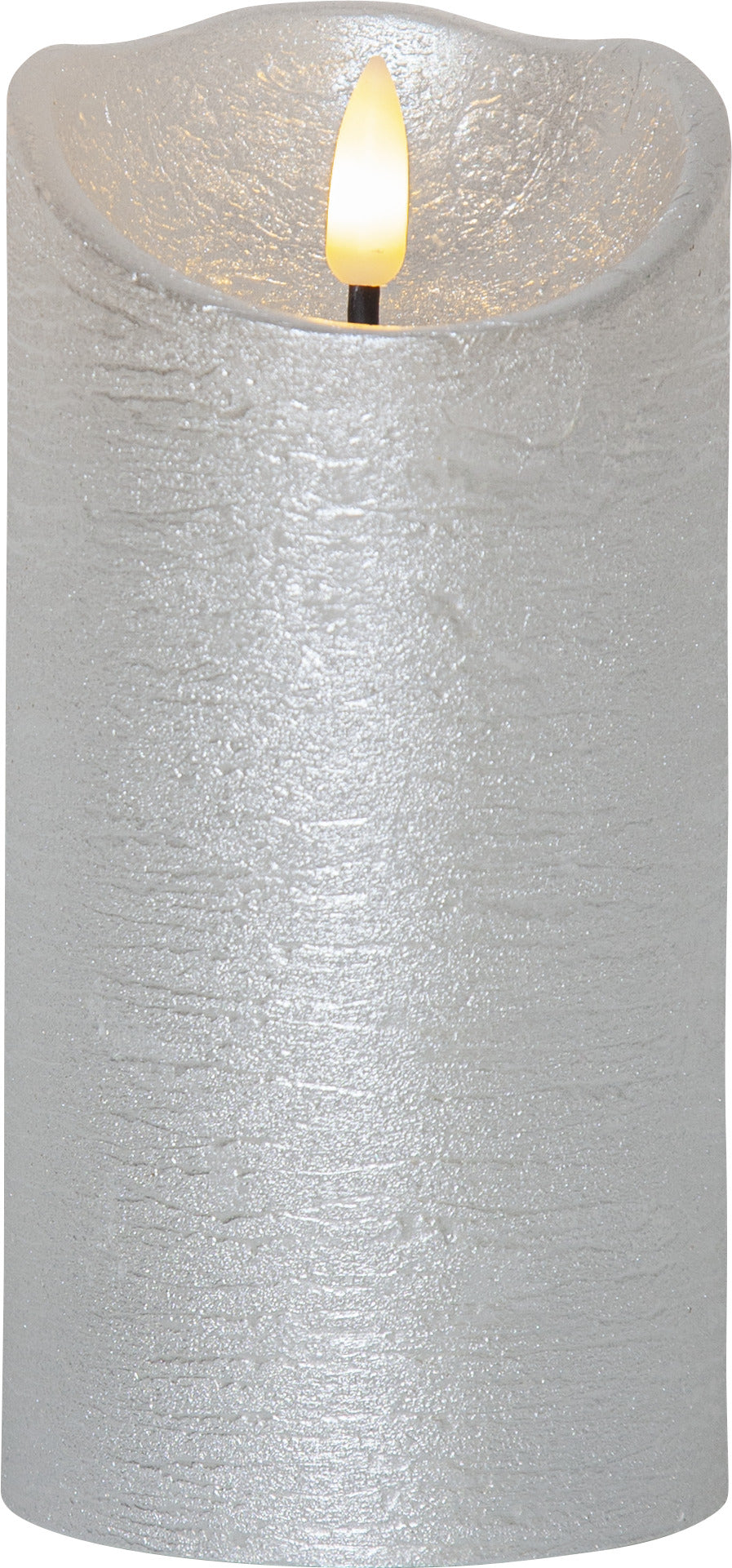 LED Blockljus Flamme Rustic Silver 7,5x15 cm