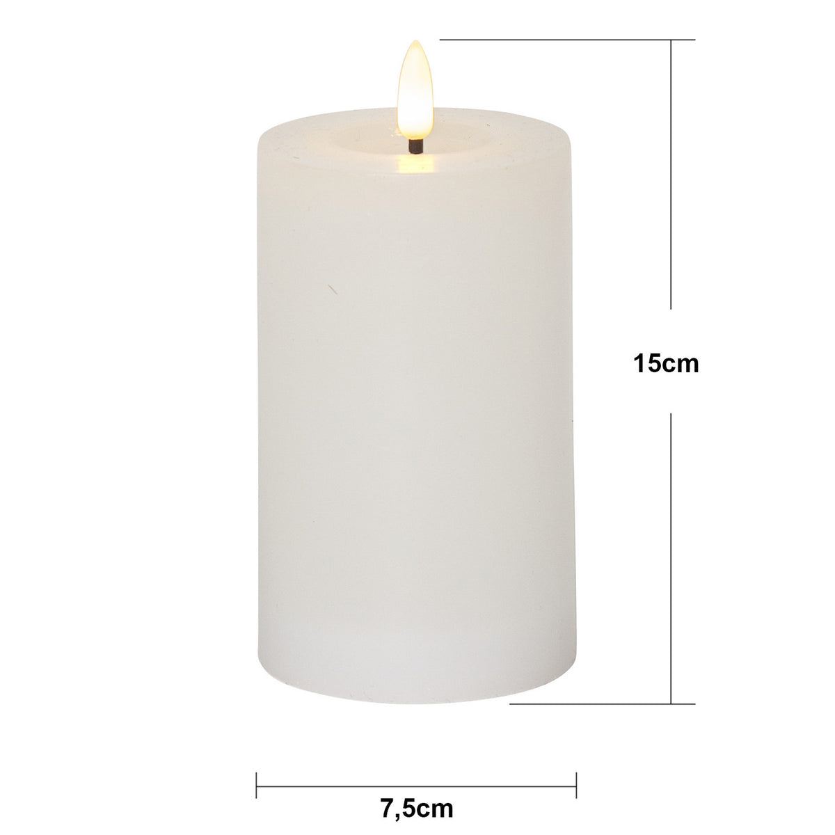 LED Blockljus Flamme Flow Vit 7,5x15 cm