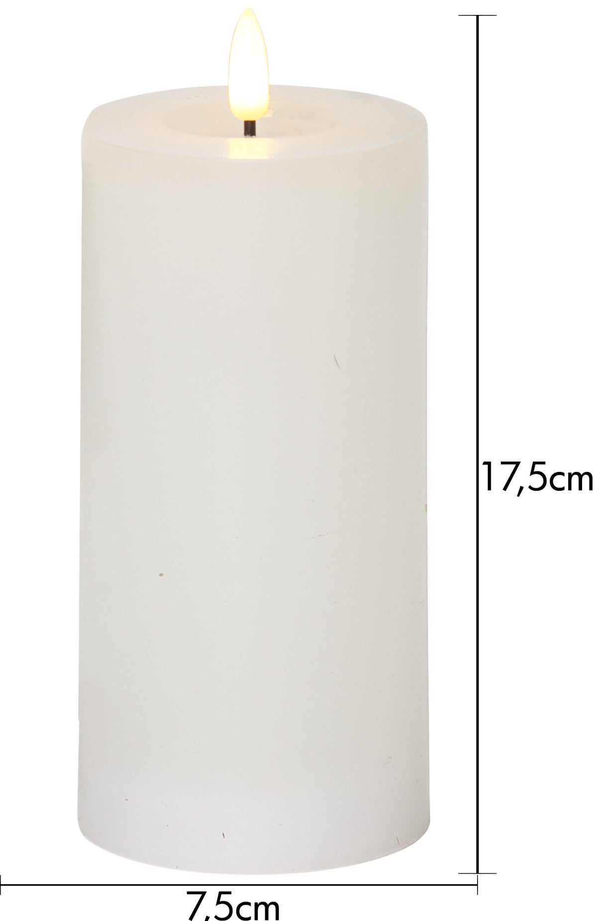 LED Blockljus Flamme Flow Vit 7,5x17,5 cm