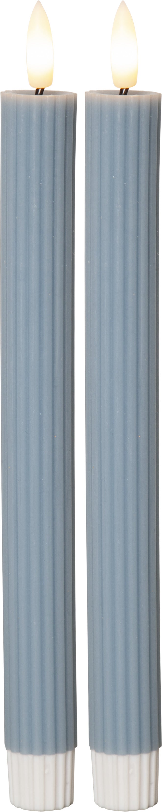 LED Antikljus 2-pack Flamme Stripe Blå 25 cm