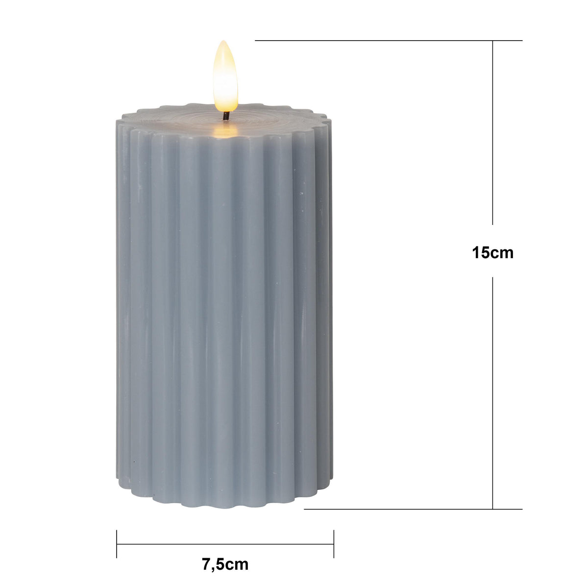 LED Blockljus Flamme Stripe Blå 7,5x15 cm