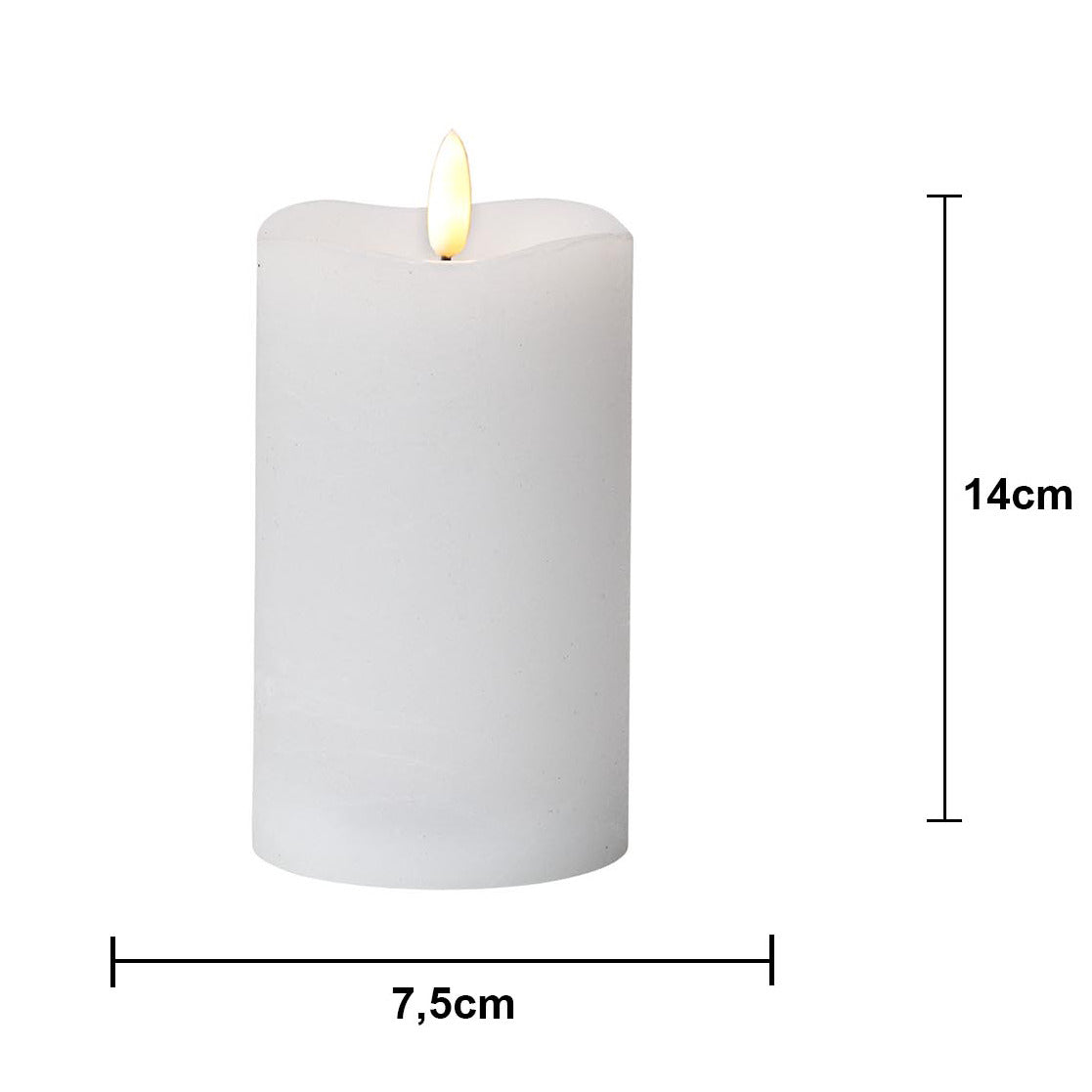 LED Blockljus Flamme Vit 7,5x14 cm
