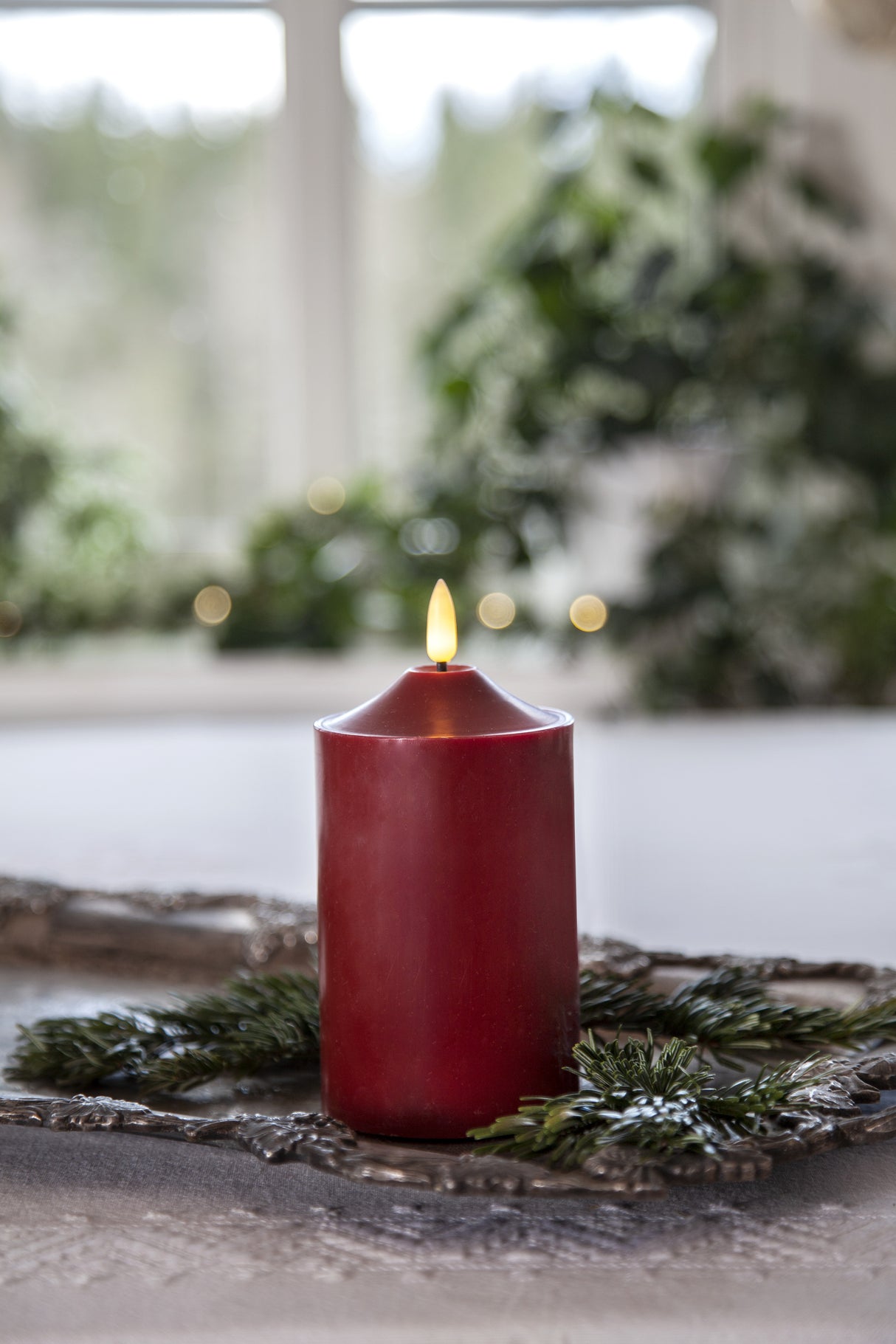 Blockljus LED 'Flamme' Röd H15cm