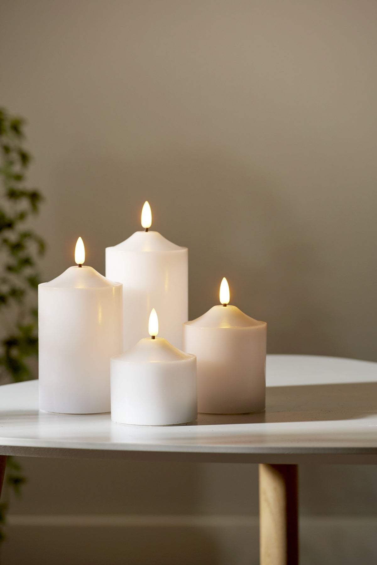 LED Blockljus 'Flame' Vit H15cm