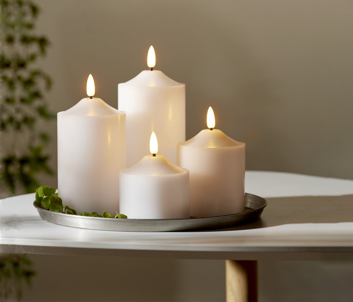 LED Blockljus 'Flame' Vit H15cm