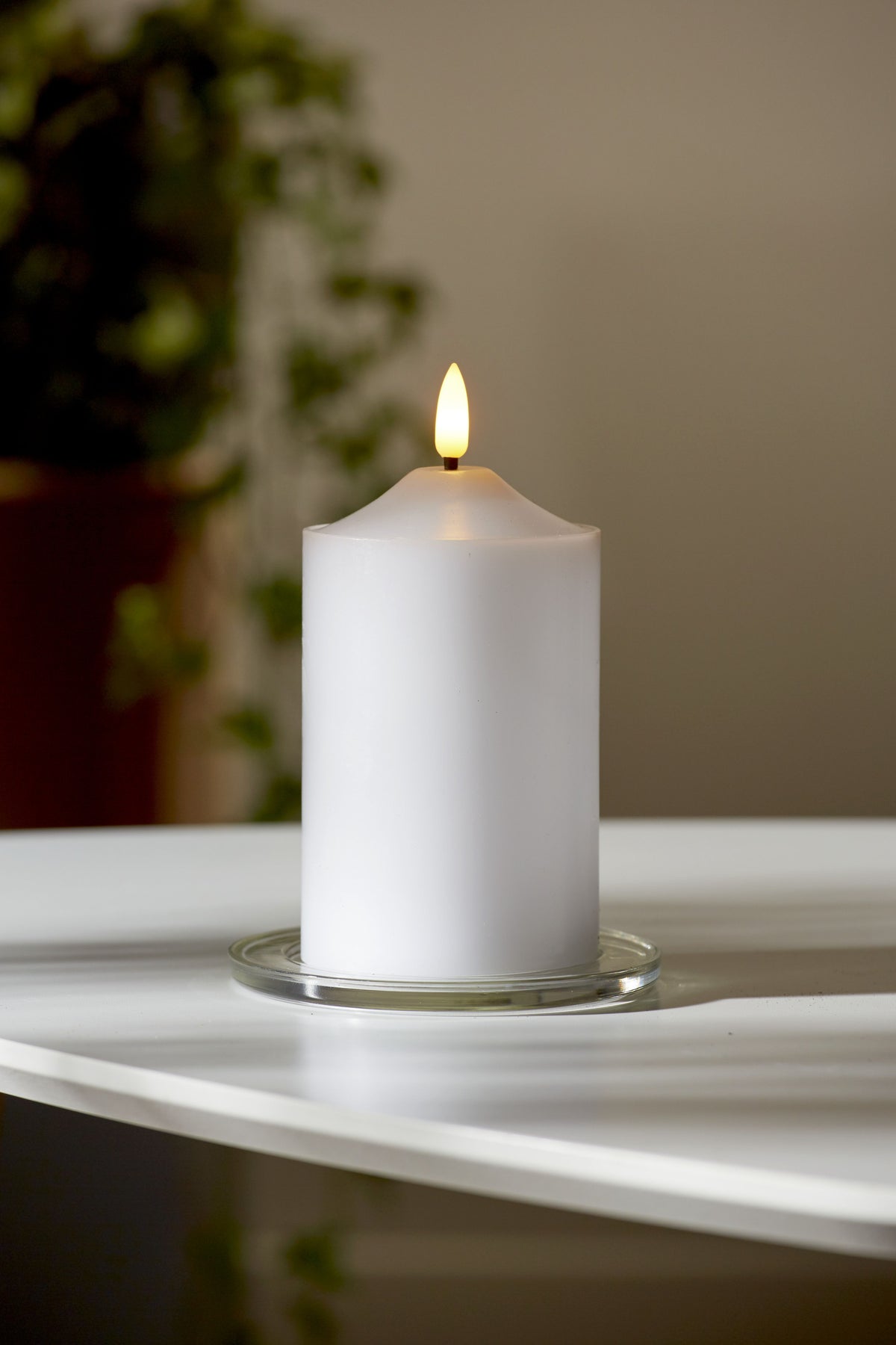 LED Blockljus 'Flame' Vit H15cm