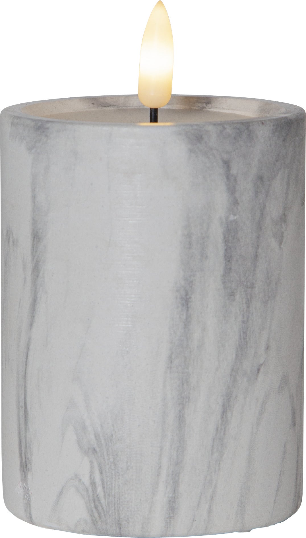 LED Blockljus Flamme Marble Grå 7,5x12,5 cm
