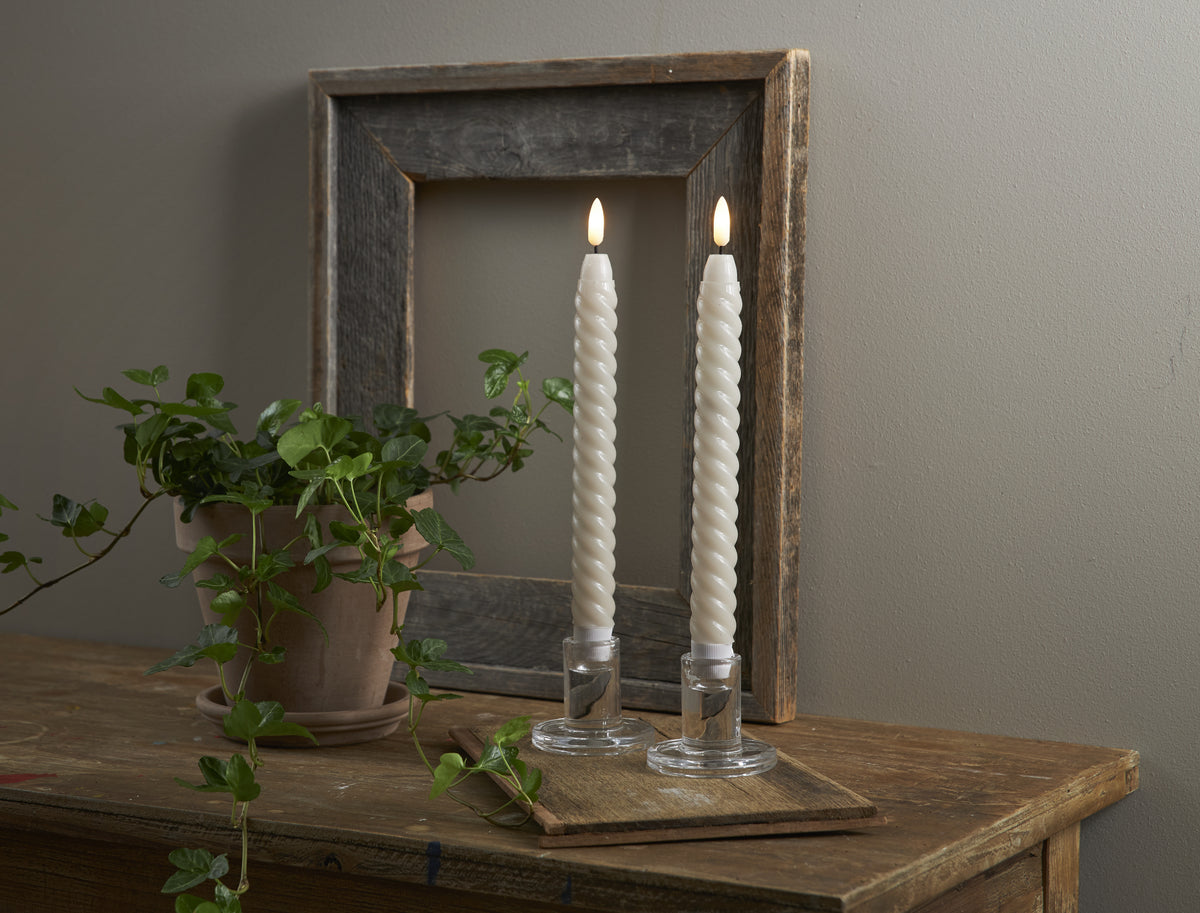 LED Antikljus 2-pack Flamme Swirl Beige 25 cm
