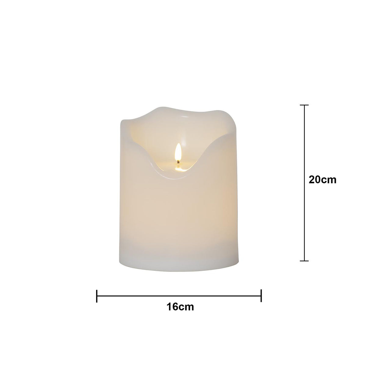 LED Blockljus Flamme Grand Vit 16x20 cm