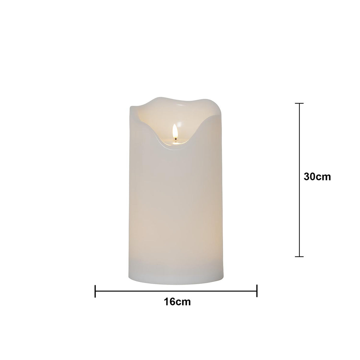 LED Blockljus Flamme Grand Vit 16x30 cm