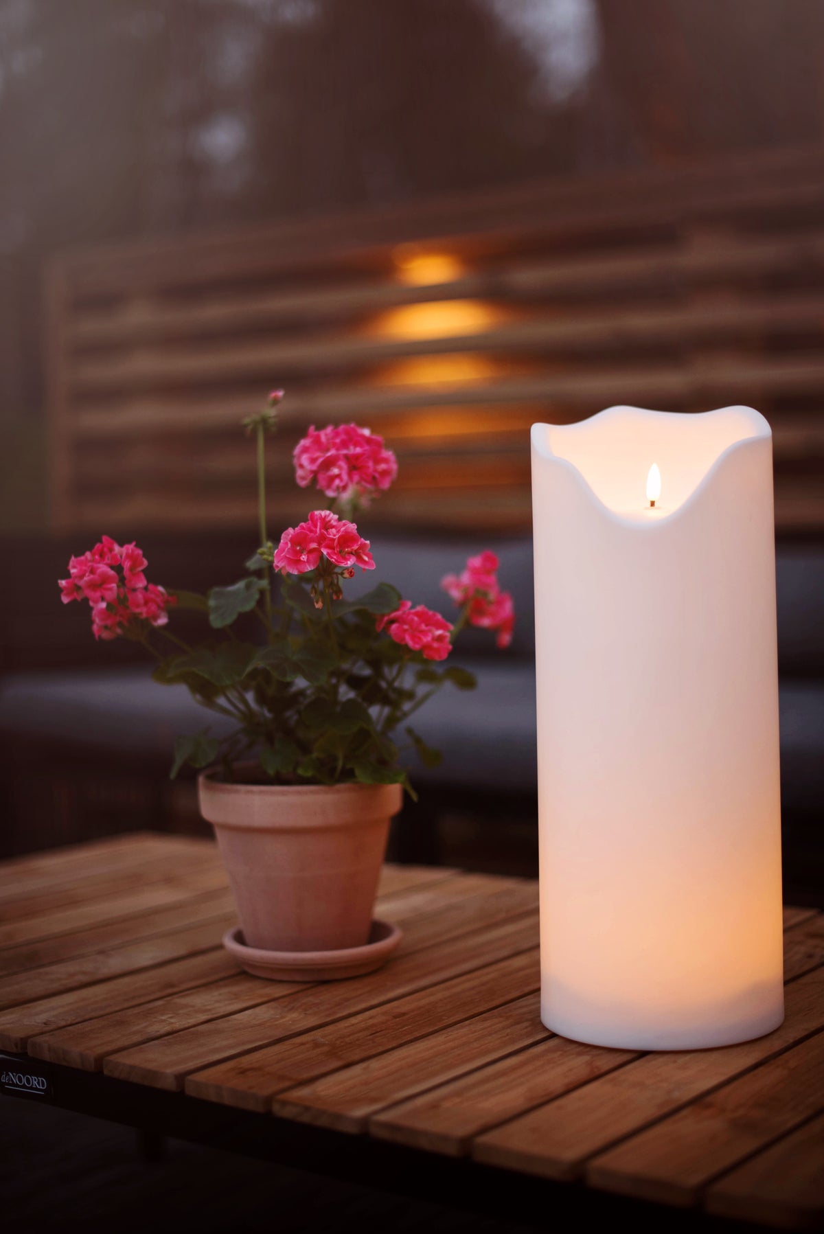 LED Blockljus Flamme Grand Vit 16x40 cm
