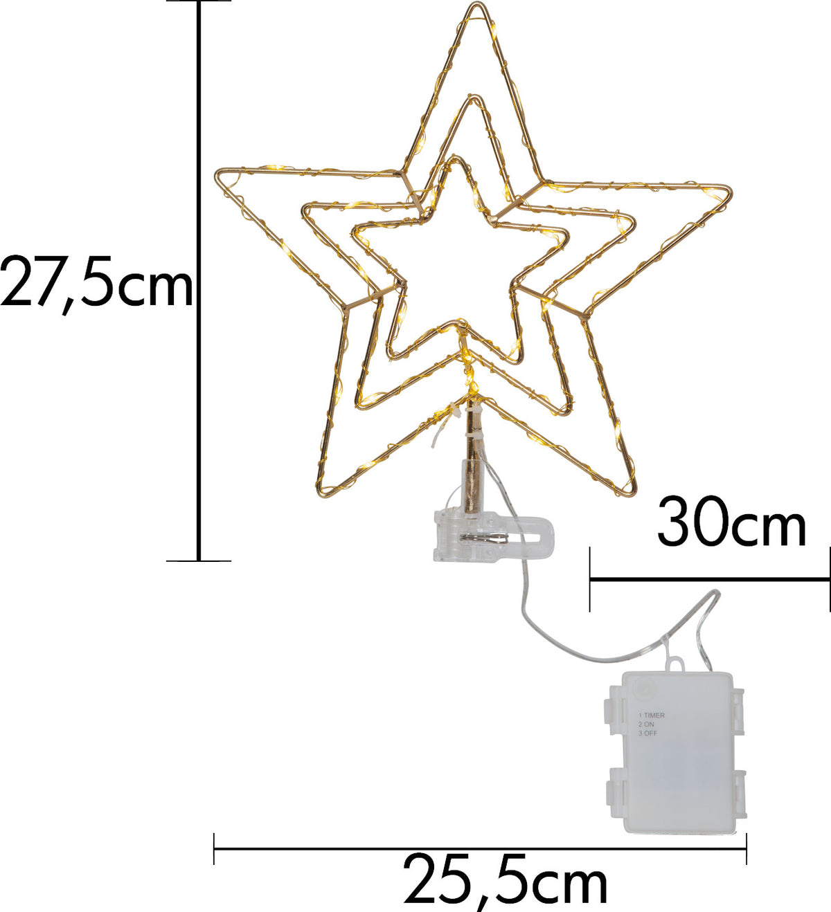 Toppstjärna Topsy 30LED Guld 27,5 cm 30 LED