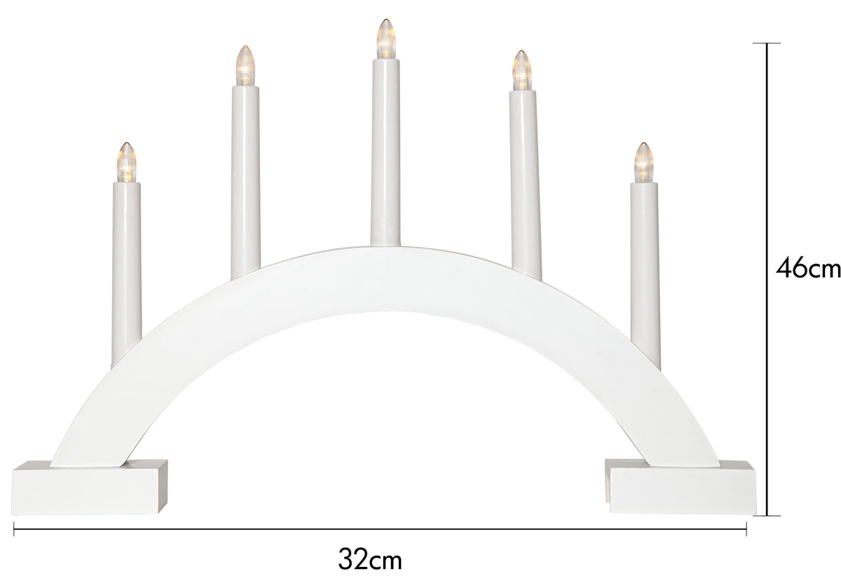 Ljusstake Abbe Vit båge B/O 5L