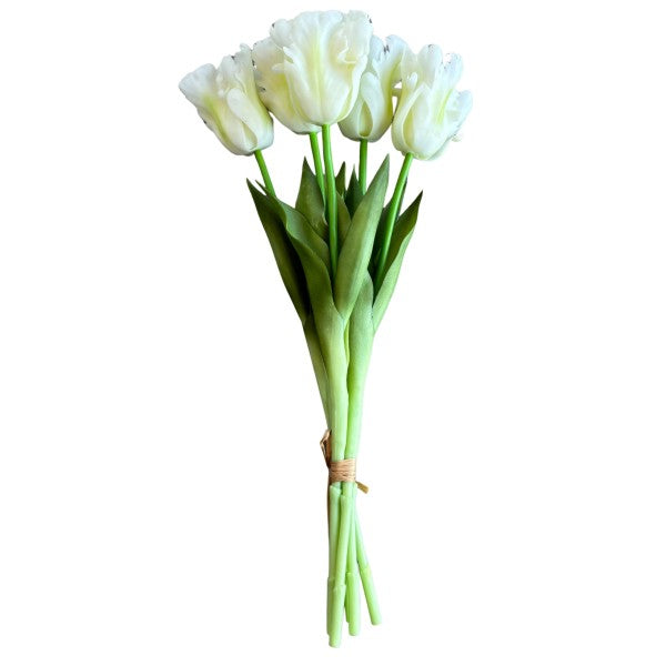 PARROT TULIP BOUQUET-5 WHITE 45CM