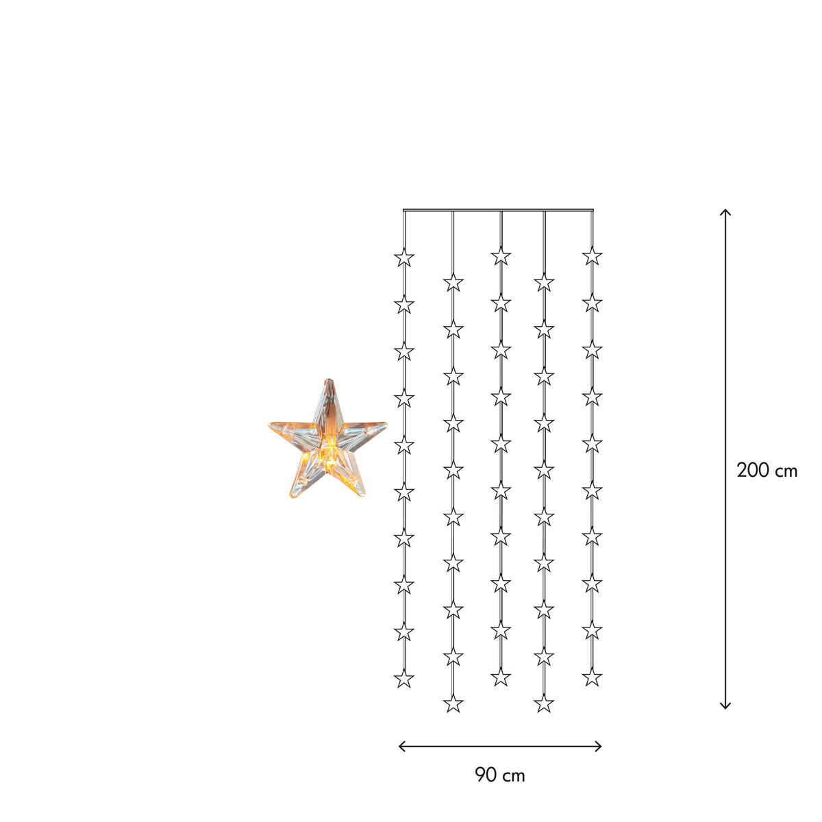 Ljusgardin Star Curtain 90x200cm 50 L