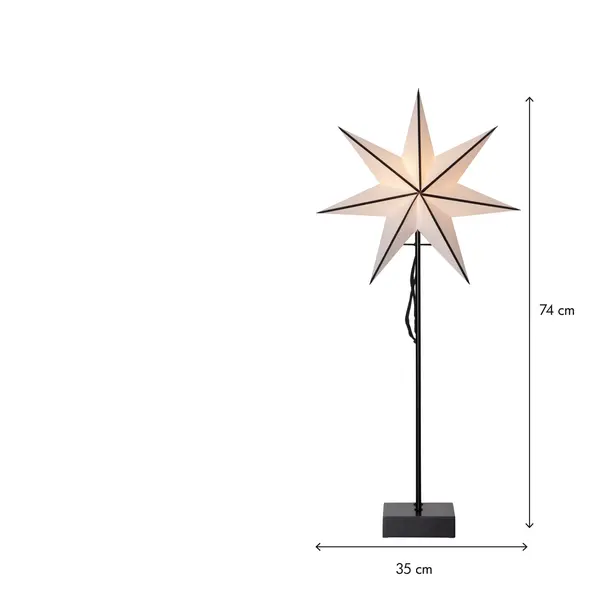 Stjärna på fot Astro Vit/svart B/O 75cm