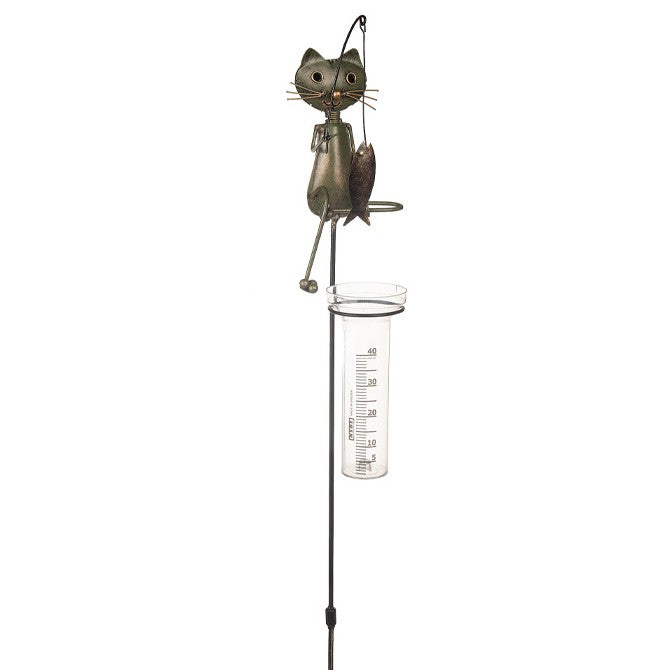Regnmätare i plåt 'Katt Grön' 110cm