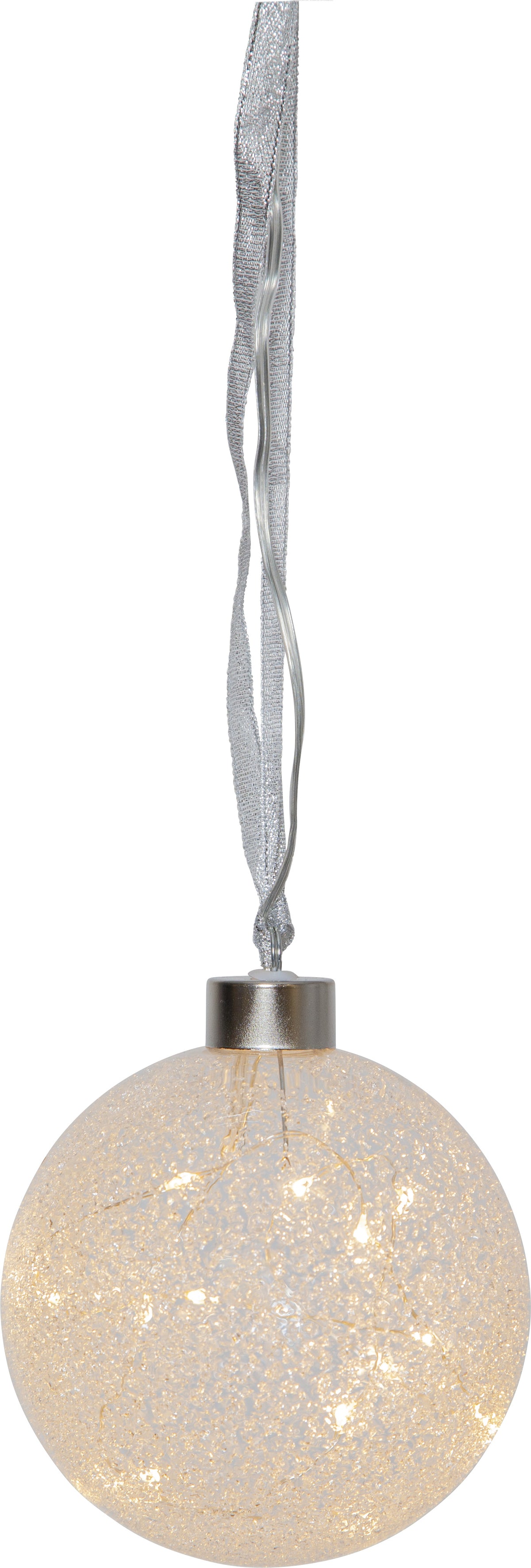 Glaskula Glow Snow Frostad 15cm