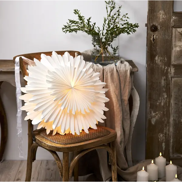 Pappersstjärna Crystal Vit 50cm