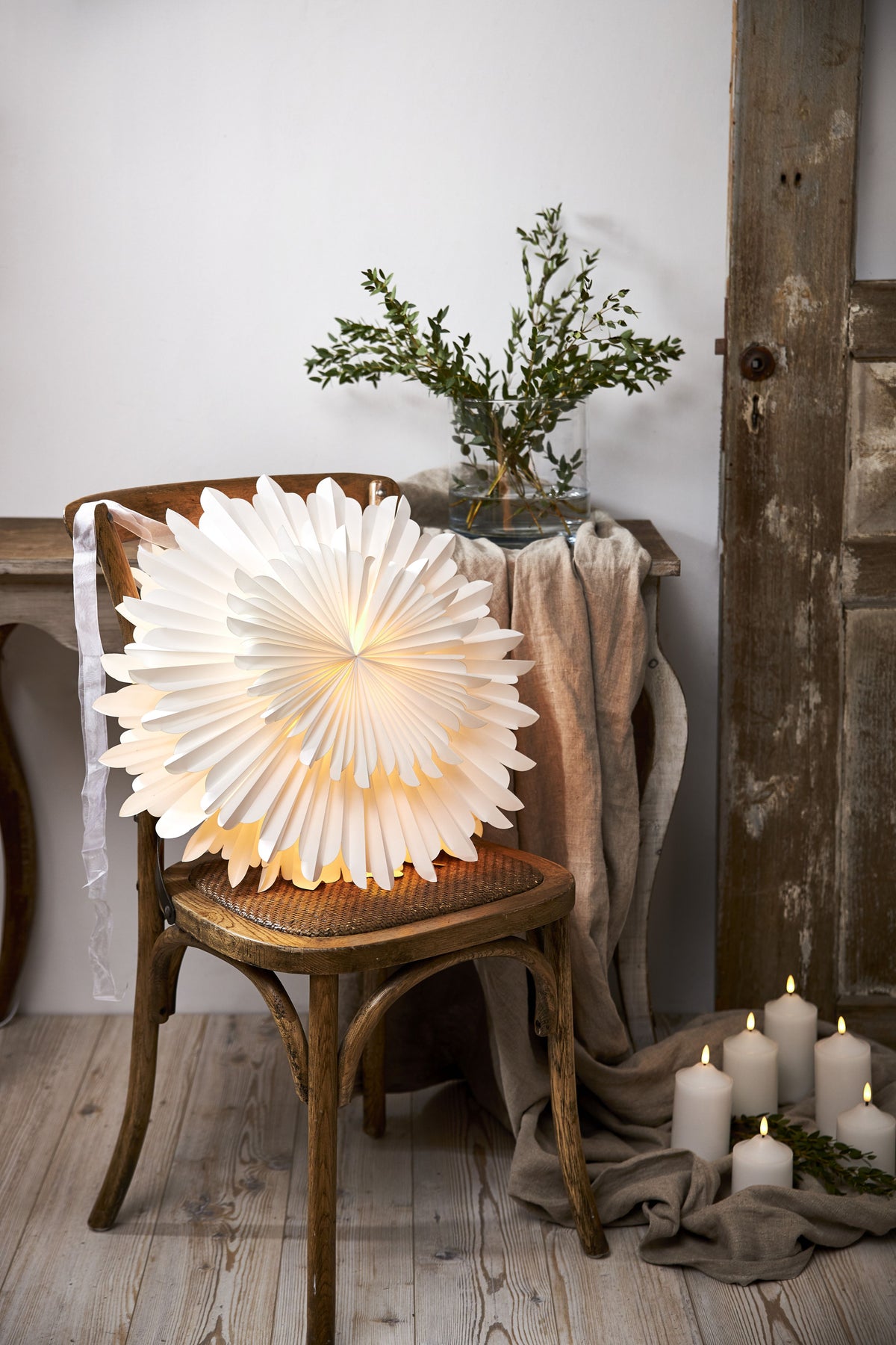 Pappersstjärna Crystal Vit 50cm
