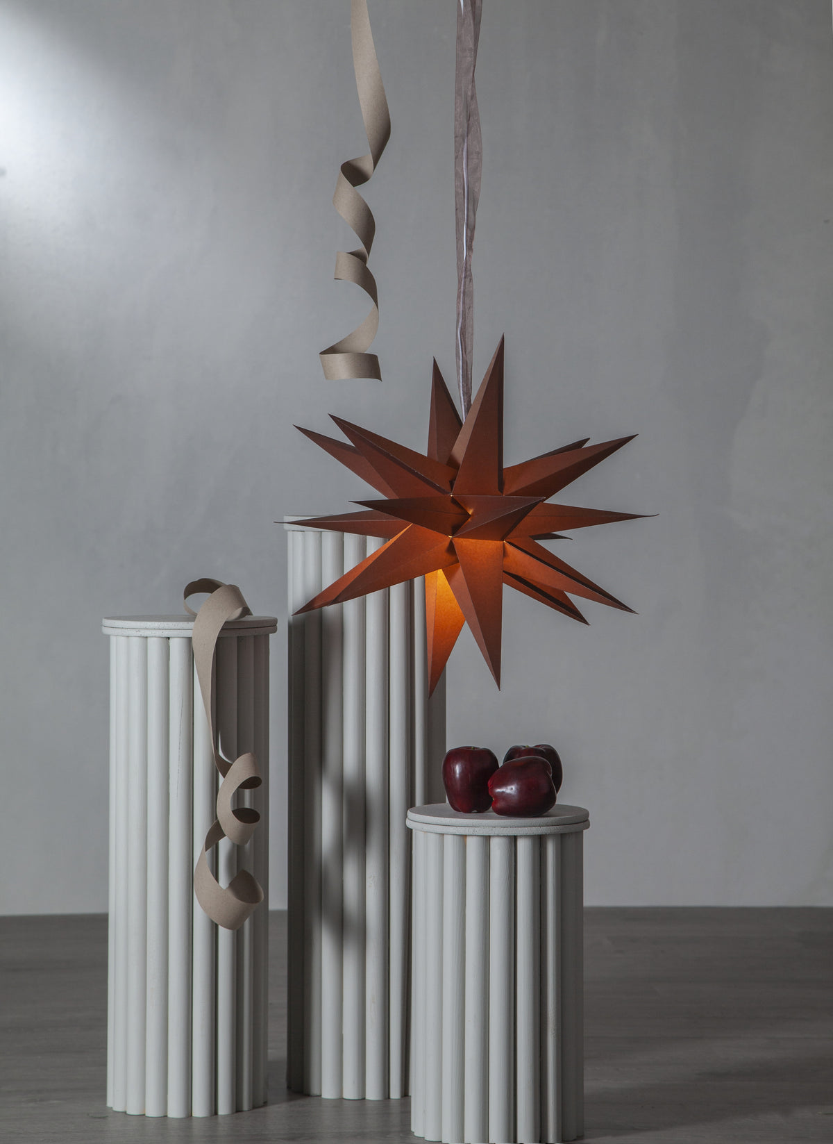 Pappersstjärna December Brun 55cm
