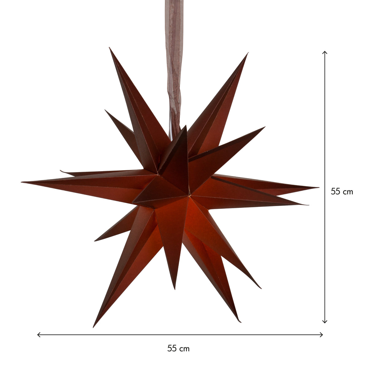 Pappersstjärna December Brun 55cm