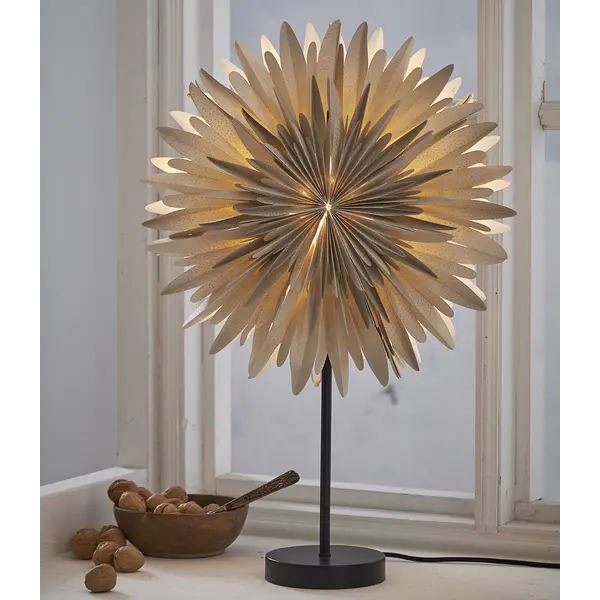Stjärna på fot Winter Beig/guldprick 60cm