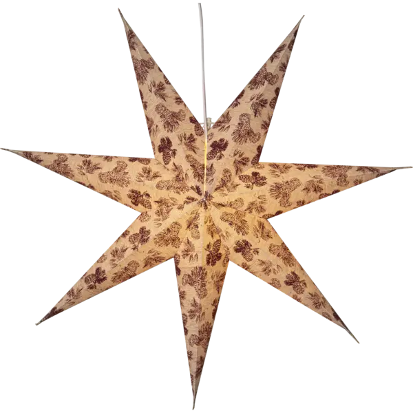 Pappersstjärna Cotton Beige m.röd kotte 60cm