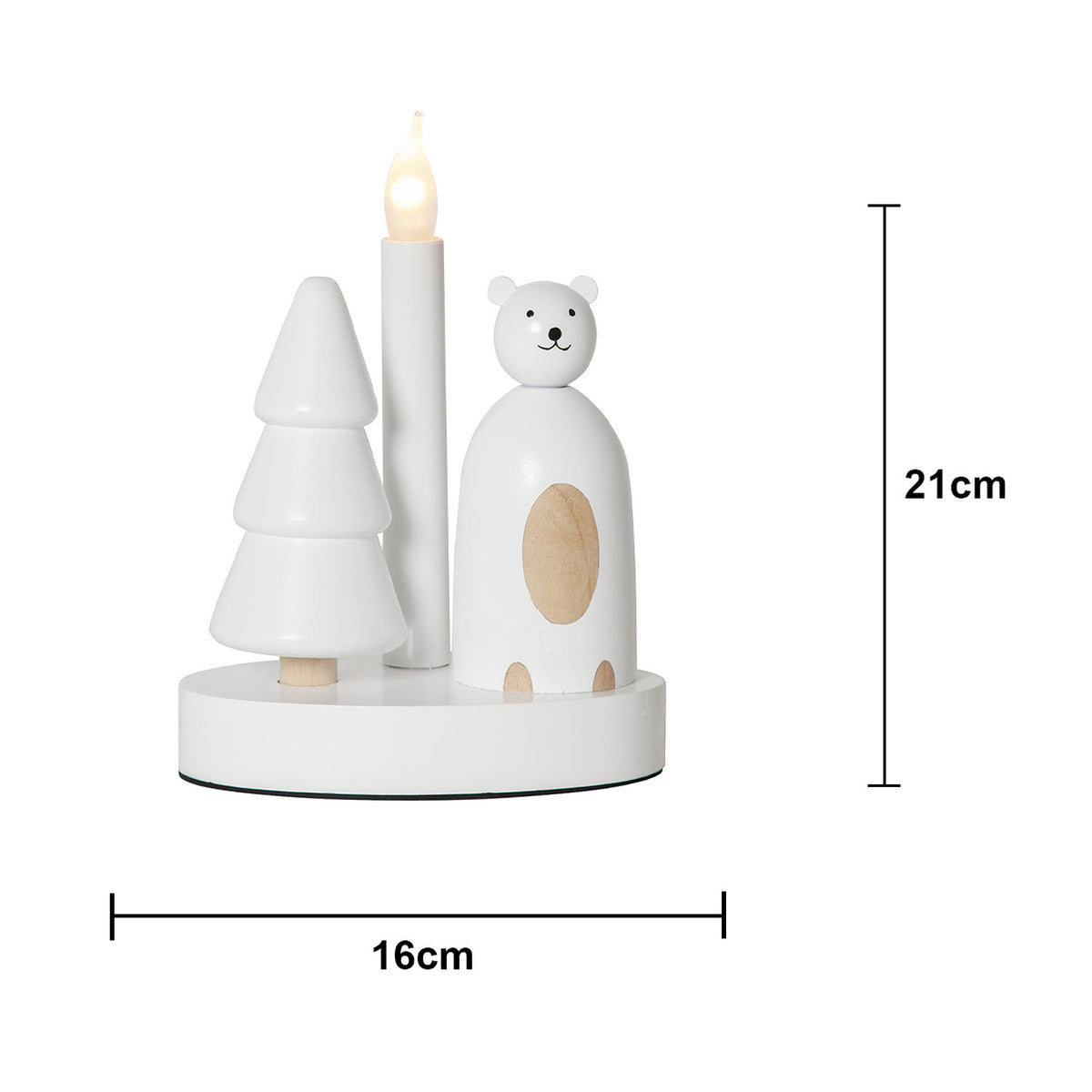 Ljusstake Christmas Joy Vit isbjörn 1L