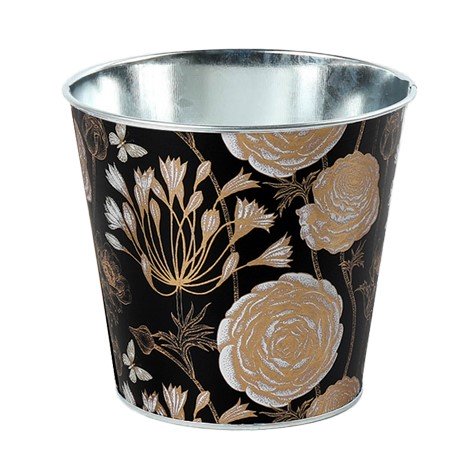 Kruka metall m Blommor
