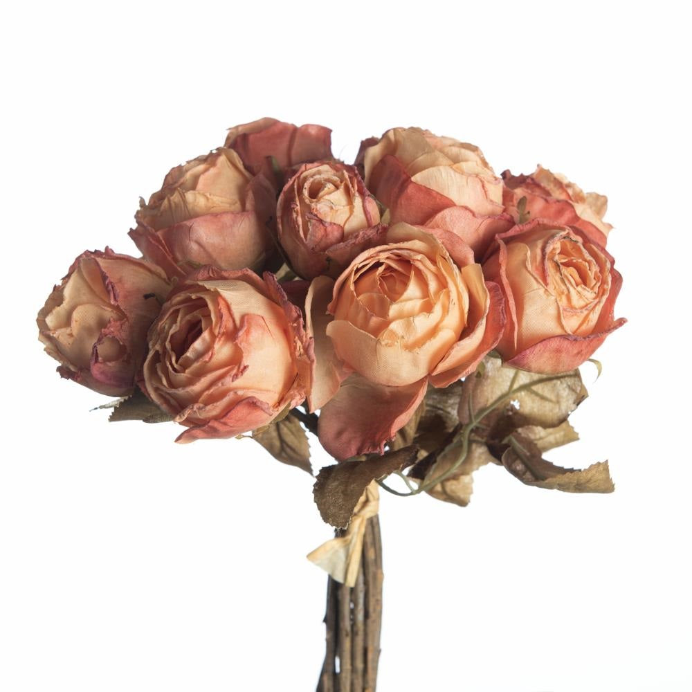 Rosa Dried Bundle peach x10 27 cm