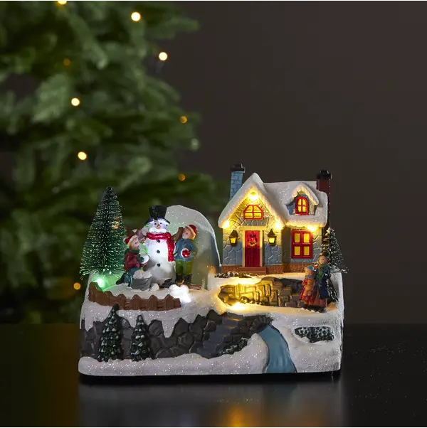 Panorama Winterville Multi hus roterande snögubbe