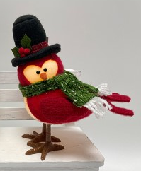 Julfågel Röd med Svart hatt