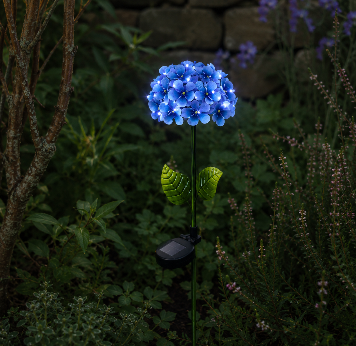 Solcellsdekoration Hortensia Blå