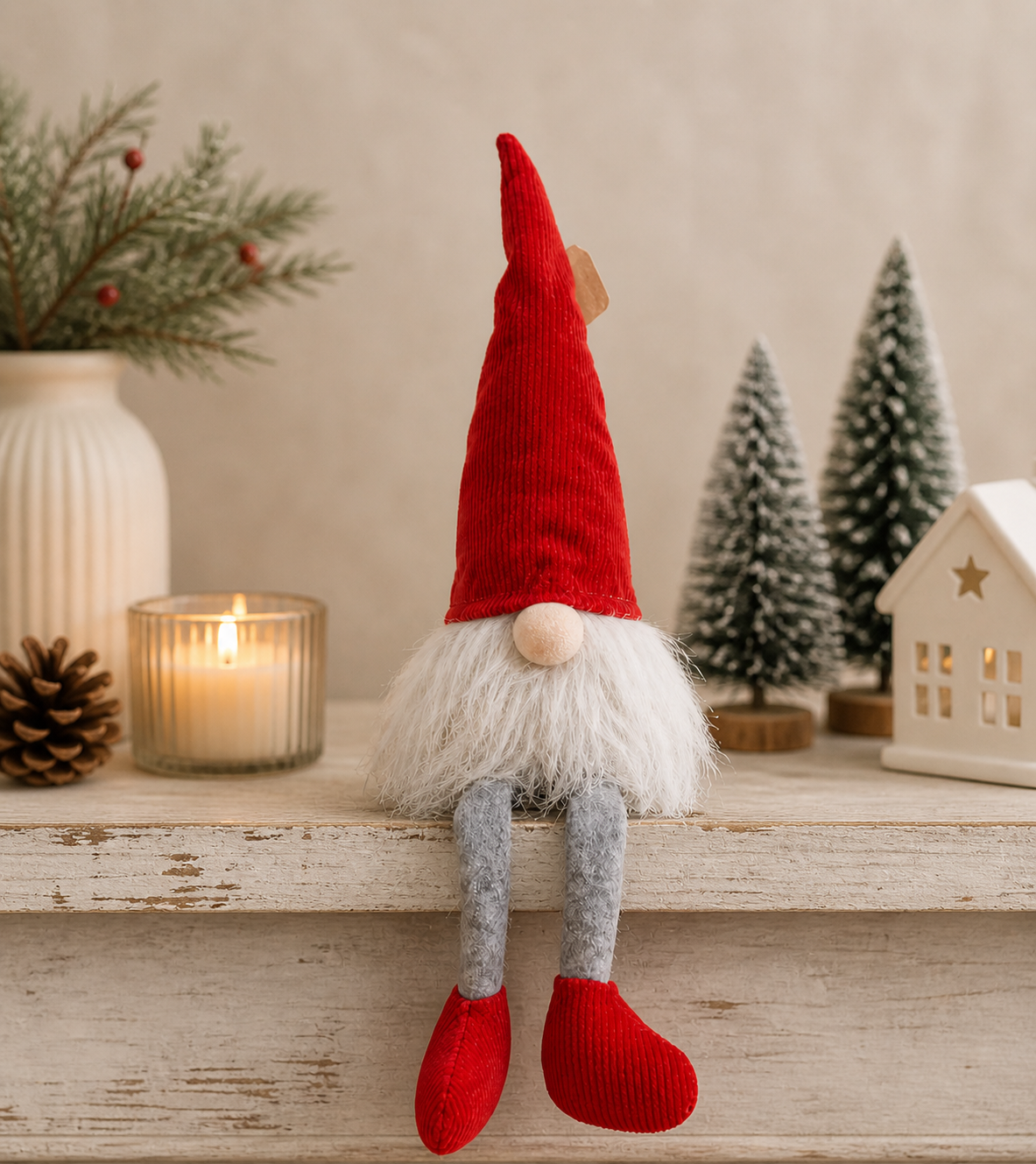 Tomte Sittande Röd