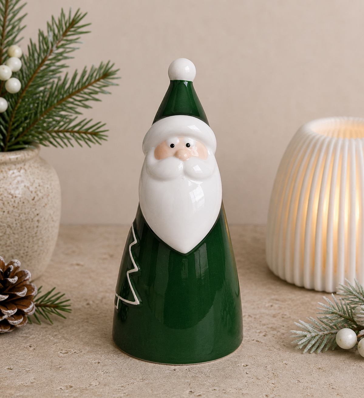 Tomte Grön 'Tree' Keramik H14cm