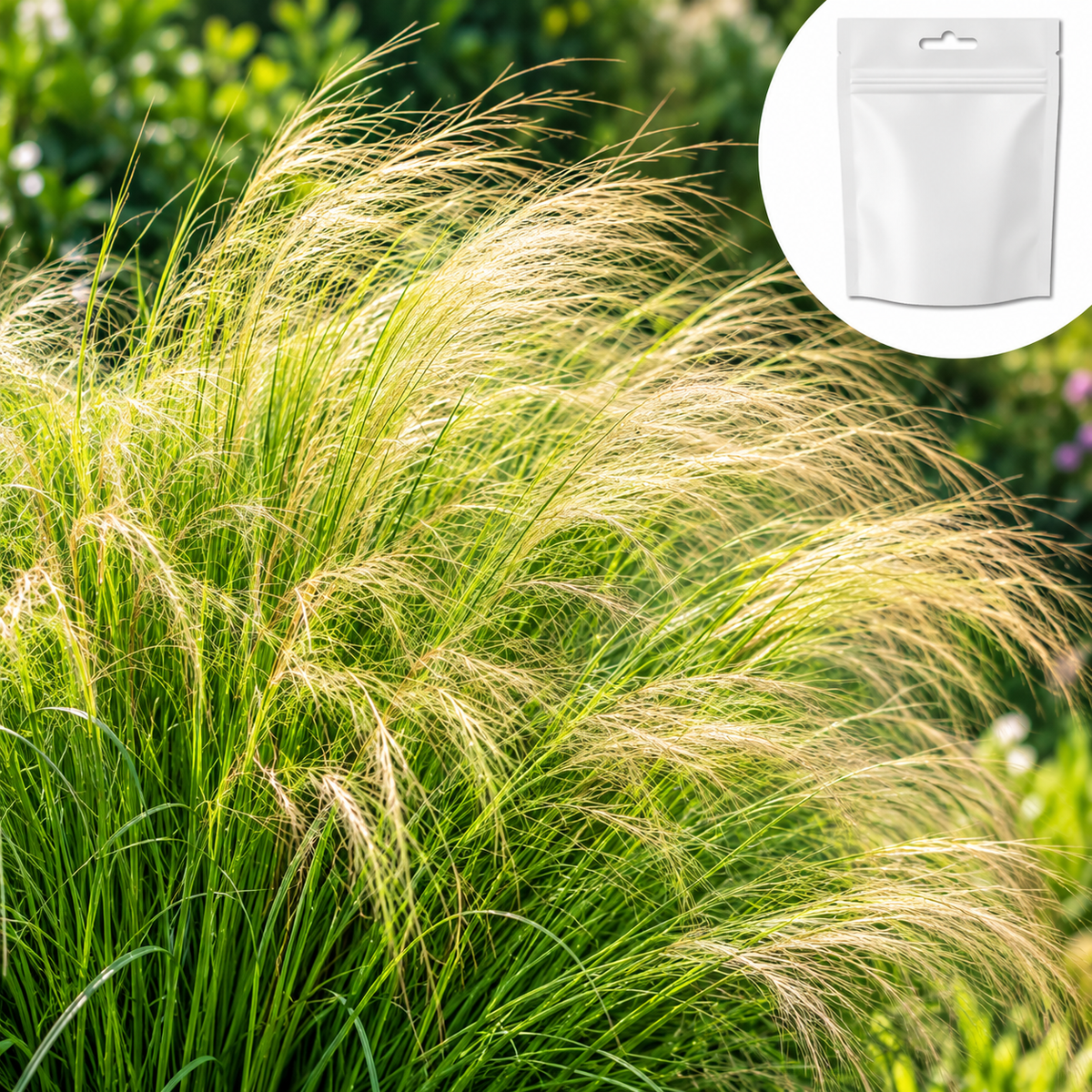 Svansfjäder 'Silky Feathergrass' - Vit fröpåse