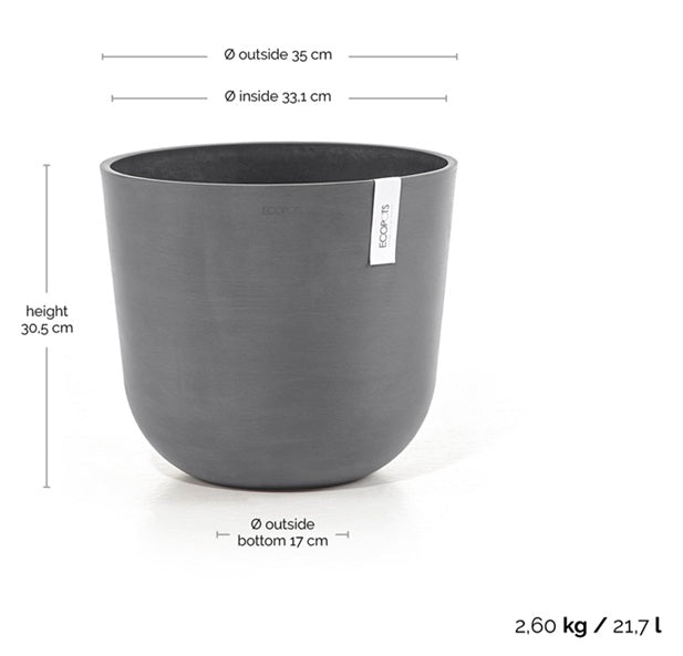 Kruka 'Oslo 35' Grey D35cm