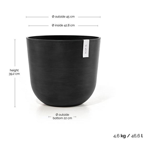 Kruka 'Oslo 45' Dark Grey D45cm