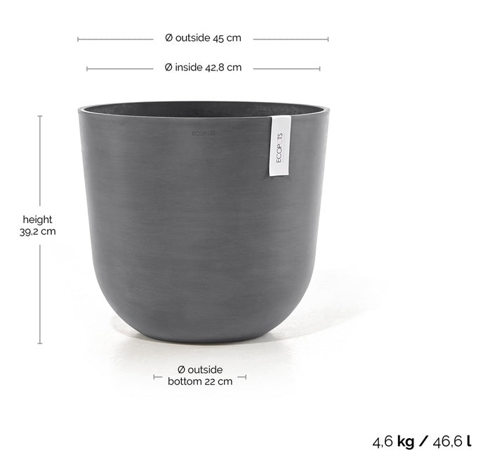 Kruka 'Oslo 45' Grey D45cm