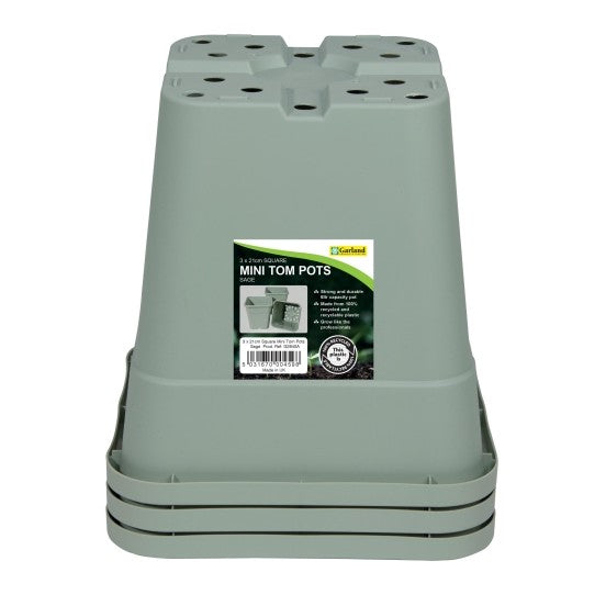 Planteringskruka Fyrkantig Grön 21cm 3-pack