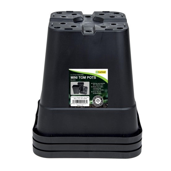 Planteringskruka Fyrkantig Svart 21cm 3-pack