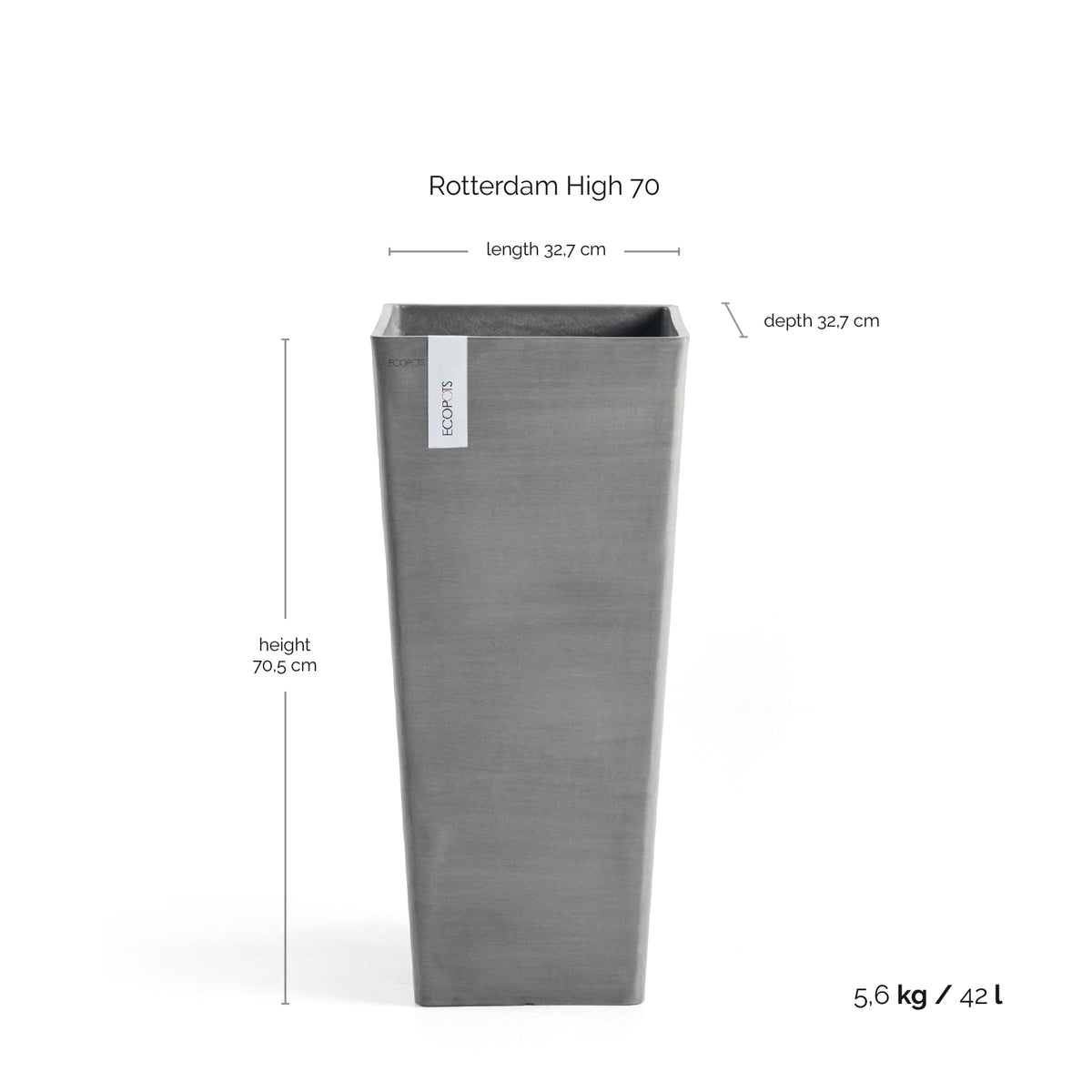 Kruka 'Rotterdam High 70' Grey H70,5cm